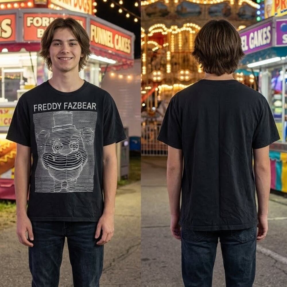 Five Nights At Freddys Shirt Boys L 17 Distressed Freddy Fazbear Gaming Tee 32